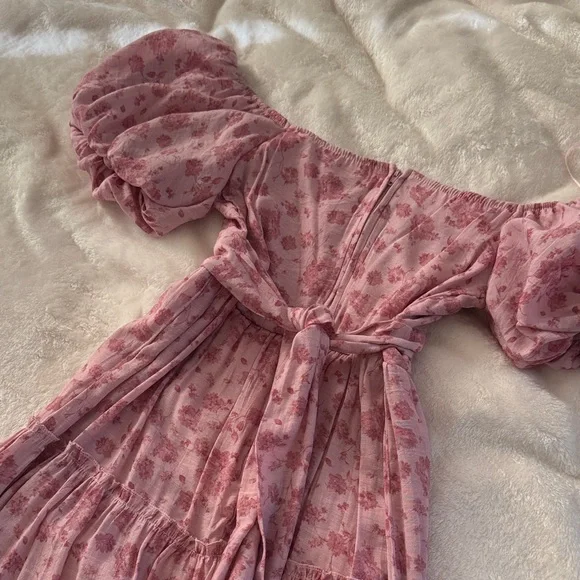 Floral Pink Off the Shoulder Dress - Picture 3 of 3